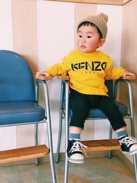 「KENZO」｜「アイテム（ニットキャップ/ビーニー）」を使った、haru.さん（キッズ・80cm）の春コーディネート