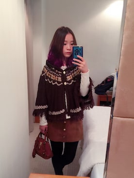 「axes femme（アクシーズファム）のアイテム（ポンチョ）」を使った、壮壮儿さん（レディース・162cm）の春コーディネート