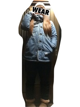 「ロングヘア」｜「アイテム（デニムジャケット）」を使った、mio*さん（レディース・158cm）の冬コーディネート
