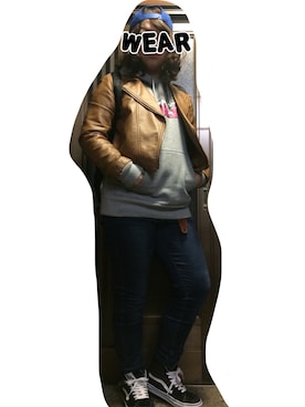「ARROW（アロー）のアイテム（ライダースジャケット）」を使った、mio*さん（レディース・158cm）の春コーディネート