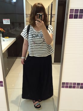 「トイレから失礼しやす」｜「アイテム（PC・スマホグッズ/家電）」を使った、mio*さん（レディース・158cm）の夏コーディネート