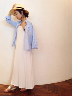 「ハットコーデ」｜「アイテム（ワンピース/ドレス）」を使った、nano・universe 渋谷神南 Womensさん（レディース・160cm）の夏コーディネート