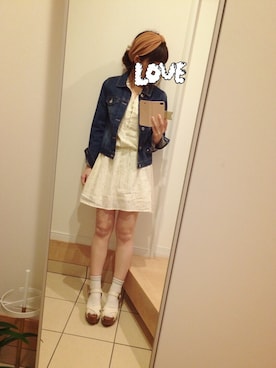 「春ワンピ」｜「アイテム（デニムジャケット）」を使った、caaa☺︎さん（レディース・155cm）の春コーディネート