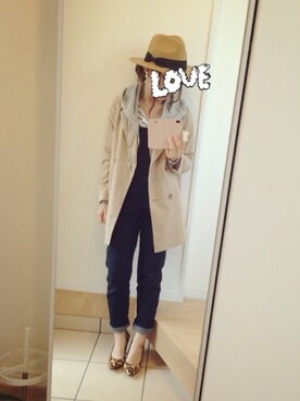 「GRL（グレイル）のアイテム（サロペット/オーバーオール、ブルー系）」を使った、caaa☺︎さん（レディース・155cm）の春コーディネート