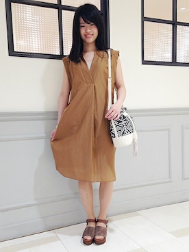 「キャメル」｜ねだこさん（レディース・155cm）の春コーディネート