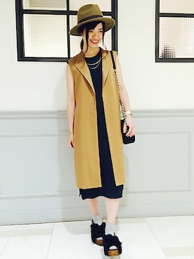 「キャメル」｜ねだこさん（レディース・155cm）の夏コーディネート
