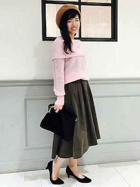 「アイテム（クラッチバッグ）」を使った、ねだこさん（レディース・155cm）の秋コーディネート