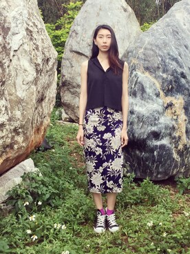「鉛筆裙」｜Astor Liuさん（レディース・172cm）の春コーディネート