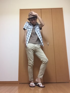 「Time is on（タイムイズオン）のアイテム（チノパンツ）」を使った、Tsutomu Echizenさん（メンズ・172cm）の春コーディネート