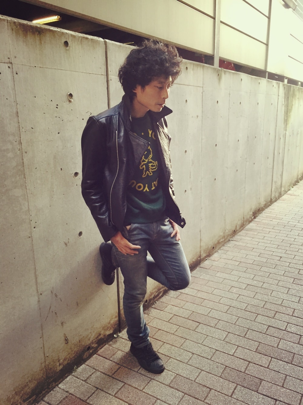 MAIN VEINのライダースジャケットを使った人気ファッション