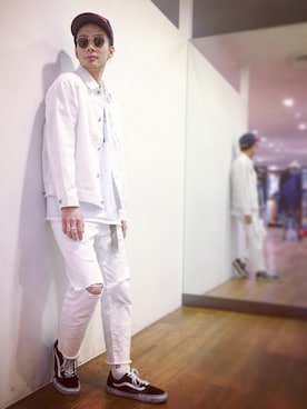 「カットオフ」｜「アイテム（ジャケット/アウター）」を使った、higucciさん（メンズ・174cm）の春コーディネート