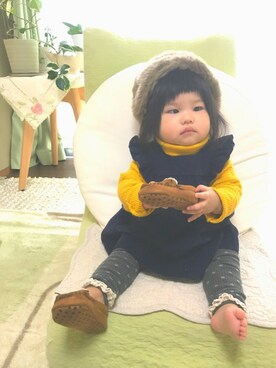 「babygap」｜「アイテム（モカシン/デッキシューズ）」を使った、suuu3さん（キッズ・70cm）の秋コーディネート