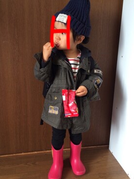 「putiton（プットイットオン）のアイテム」を使った、☺︎ひないろ☺︎さん（キッズ・80cm）の冬コーディネート