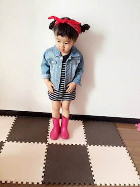 「putiton（プットイットオン）のアイテム」を使った、☺︎ひないろ☺︎さん（キッズ・90cm）の春コーディネート