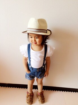 「フリンジ」｜「アイテム（オールインワン・サロペット）」を使った、☺︎ひないろ☺︎さん（キッズ・90cm）の春コーディネート