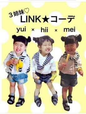 「3姉妹」｜☺︎ひないろ☺︎さん（キッズ・90cm）の春コーディネート