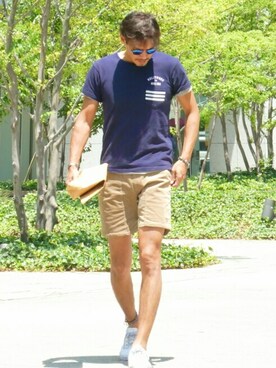 「HOLLYWOOD TO MALIBU（ハリウッド トゥ マリブ）のアイテム（トップス）」を使った、KAMEKENさん（メンズ・185cm）の夏コーディネート