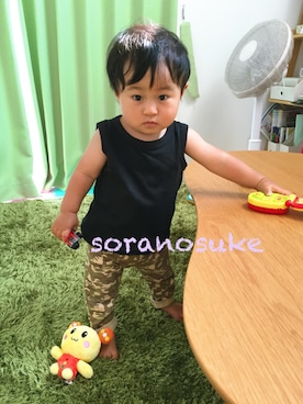 「西松屋（ニシマツヤ）のアイテム」を使った、☁︎•ꇵ͒•`s☺︎+sa*॰¨̮さん（キッズ・70cm）の夏コーディネート