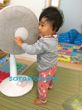 「風邪っぴき」｜「アイテム（その他）」を使った、☁︎•ꇵ͒•`s☺︎+sa*॰¨̮さん（キッズ・70cm）の夏コーディネート