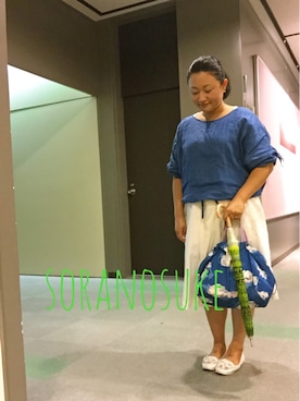 「青空」｜「アイテム（パンツ）」を使った、☁︎•ꇵ͒•`s☺︎+sa*॰¨̮さん（レディース・153cm）の夏コーディネート