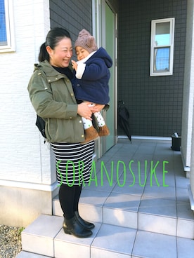 「ボーダースカート」｜「アイテム（ブルゾン）」を使った、☁︎•ꇵ͒•`s☺︎+sa*॰¨̮さん（レディース・153cm）の秋コーディネート