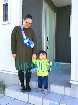 「アイテム（ボディバッグ/ウエストポーチ、ブルー系）」を使った、☁︎•ꇵ͒•`s☺︎+sa*॰¨̮さん（レディース・153cm）の冬コーディネート