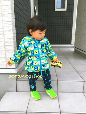 ☁︎•ꇵ͒•`s☺︎+sa*॰¨̮さん（キッズ・80cm）の春コーディネート