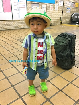 ☁︎•ꇵ͒•`s☺︎+sa*॰¨̮さん(キッズ・80cm)の春コーディネート