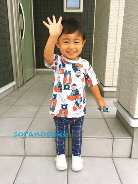 「ピースのつもり」｜☁︎•ꇵ͒•`s☺︎+sa*॰¨̮さん（キッズ・80cm）の秋コーディネート