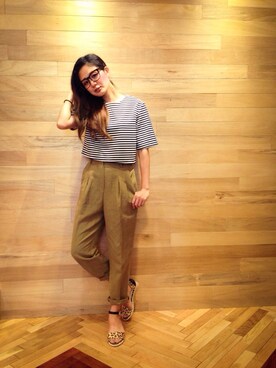 「カジュアルダウン」｜「アイテム（セットアップ）」を使った、uca.さん（レディース・163cm）の夏コーディネート