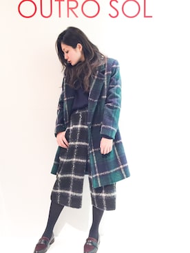 「タータンチェック」｜「アイテム（ジャケット/アウター）」を使った、uca.さん（レディース・163cm）の冬コーディネート