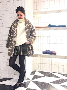 「カモフラージュ柄」｜uca.さん（レディース・163cm）の冬コーディネート