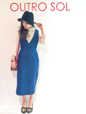 「アイテム（ドラムバッグ）」を使った、uca.さん（レディース・163cm）の冬コーディネート