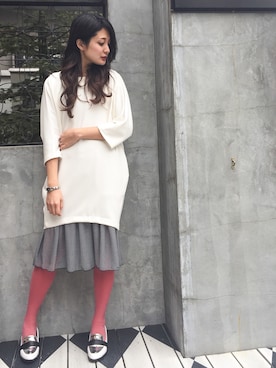 「アイテム（チュニック）」を使った、uca.さん（レディース・163cm）の冬コーディネート