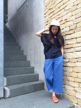 「アイテム（デニムパンツ）」を使った、uca.さん（レディース・163cm）の春コーディネート