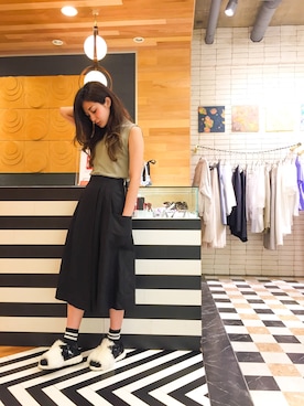 「サンダルに靴下」｜uca.さん（レディース・163cm）の夏コーディネート