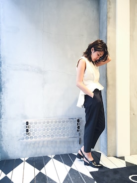 「ぺプラムトップス」｜「アイテム（その他シューズ）」を使った、uca.さん（レディース・163cm）の夏コーディネート