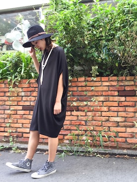 「コンバース ハイカット」｜「アイテム（ワンピース/ドレス）」を使った、uca.さん（レディース・163cm）の夏コーディネート