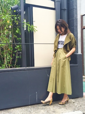 「アースカラー」｜「アイテム（ブルゾン）」を使った、uca.さん（レディース・163cm）の夏コーディネート