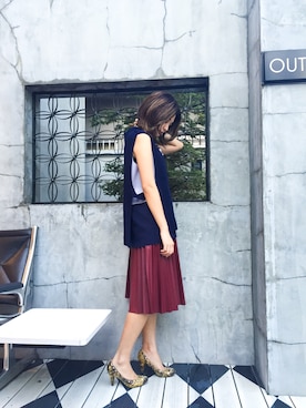 「ノースリーブニット」｜uca.さん（レディース・163cm）の秋コーディネート