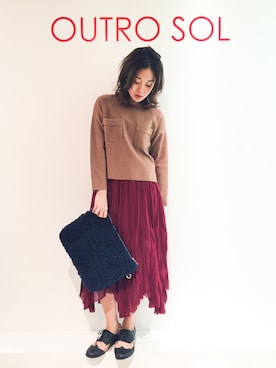 「OUTRO SOL（アウトロ ソル）のアイテム」を使った、uca.さん（レディース・163cm）の秋コーディネート