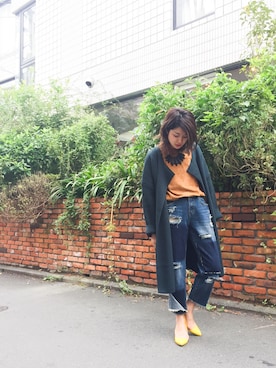 「アイテム（カーディガン/ボレロ、その他）」を使った、uca.さん（レディース・163cm）の秋コーディネート