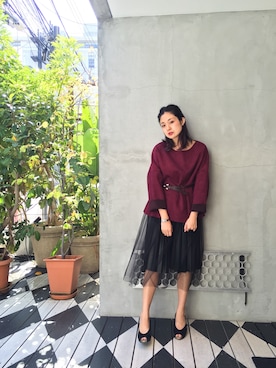 「OUTRO SOL（アウトロ ソル）のアイテム」を使った、uca.さん（レディース・163cm）の秋コーディネート