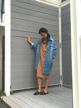 「OSMOSIS（オズモーシス）のビッグデニムジャケット（デニムジャケット）」を使った、uca.さん（レディース・163cm）の秋コーディネート