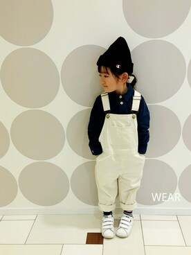 「outfit」｜「アイテム（サロペット/オーバーオール）」を使った、siii.Hさん（キッズ・100cm）の冬コーディネート