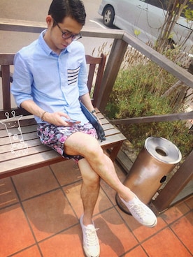 「CONVERSE（コンバース）のスニーカー（スニーカー、ホワイト系）」を使った、しおりやまさん（レディース・162cm）の夏コーディネート