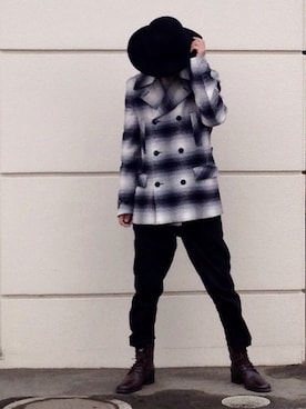 「NUMBER (N)INE（ナンバーナイン）のアイテム（ピーコート）」を使った、keiGさん（メンズ・175cm）の秋コーディネート