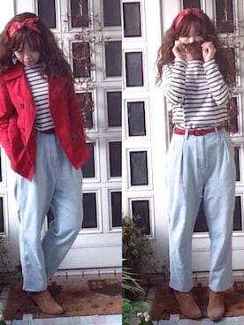 「マムジーンズ」｜emi★★さん（レディース・161cm）の冬コーディネート