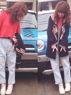 「マムジーンズ」｜emi★★さん（レディース・161cm）の冬コーディネート