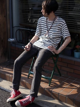 「OLD PARK（オールドパーク）のアイテム（アクセサリー）」を使った、momoretasuさん（メンズ・171cm）の夏コーディネート